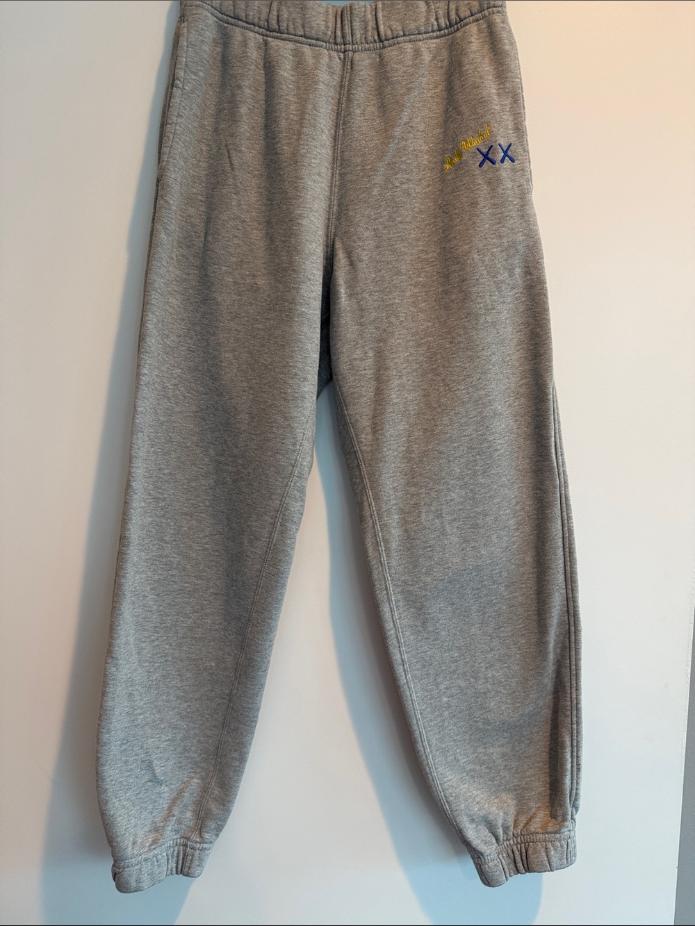 Uniqlo x KAWS x Andy Warhol Gray Sweatpants with Blue & Yellow Accent
